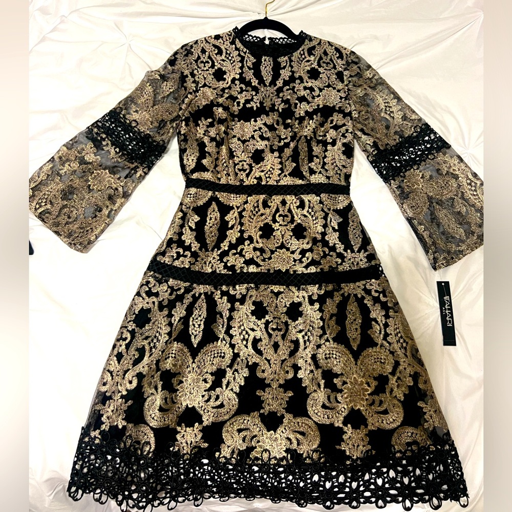 TAHARI long sleeve formal dress
